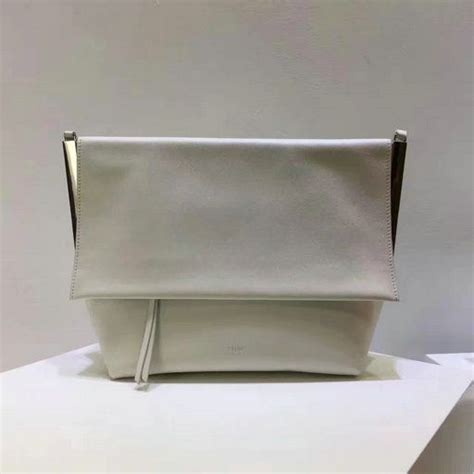 white celine clasp shoulder bag